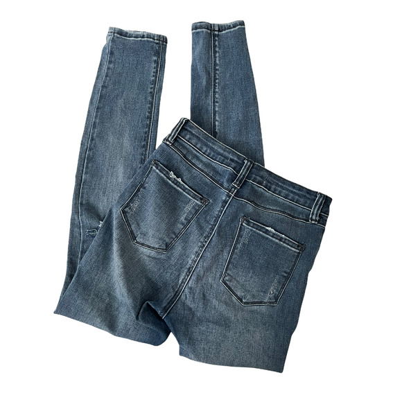 I & M DENIM Womens Jeans Distressed Skinny High Rise Medium Wash Blue 3 - Small - Picture 2 of 3